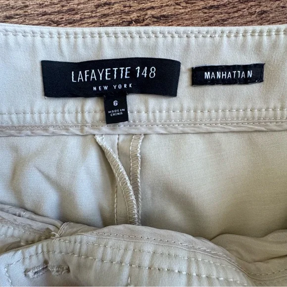 Lafayette 148 NY MANHATTAN Cigarette Ankle Pants Cream Size 6